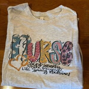 Bella Canvas Heather Gray 'NURSE' Graphic Tee with Multicolor Letters, Size XL
